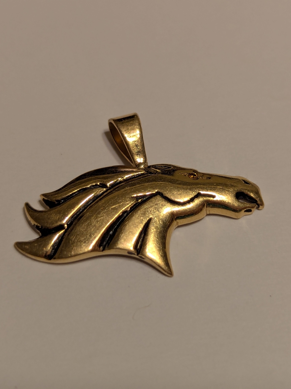 Vintage Brass/Bronze Horse Bronco Head Pendant – Crystal Eye